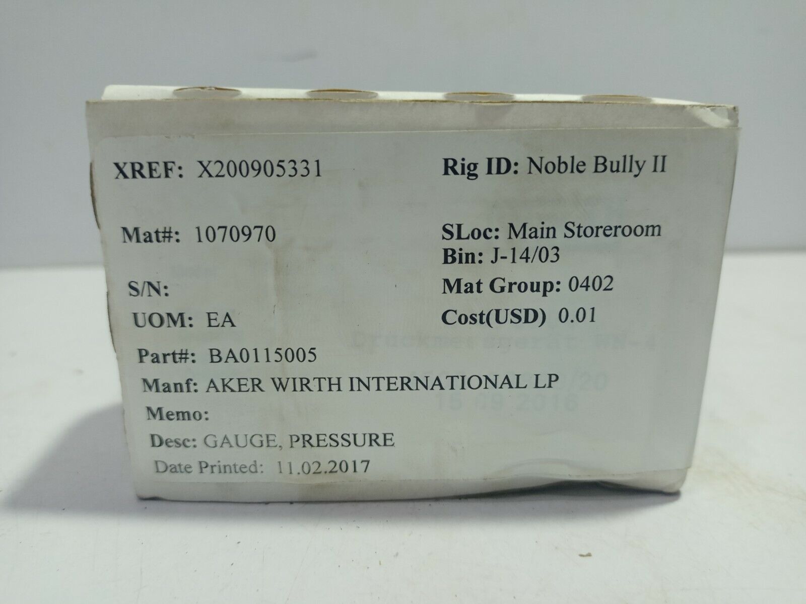 Wika 233.50.63 Pressure Gauge 0-16 Bar 897080WP 316SS