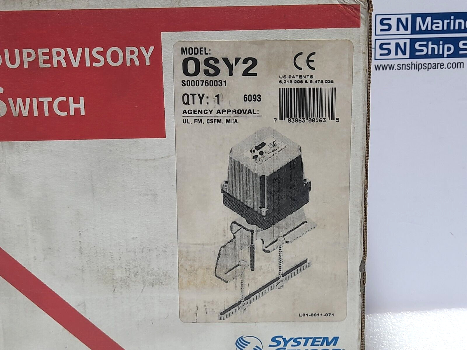 System Sensor OSY2 Supervisory Switch S000760031 Electrical Switch For Gate Valv