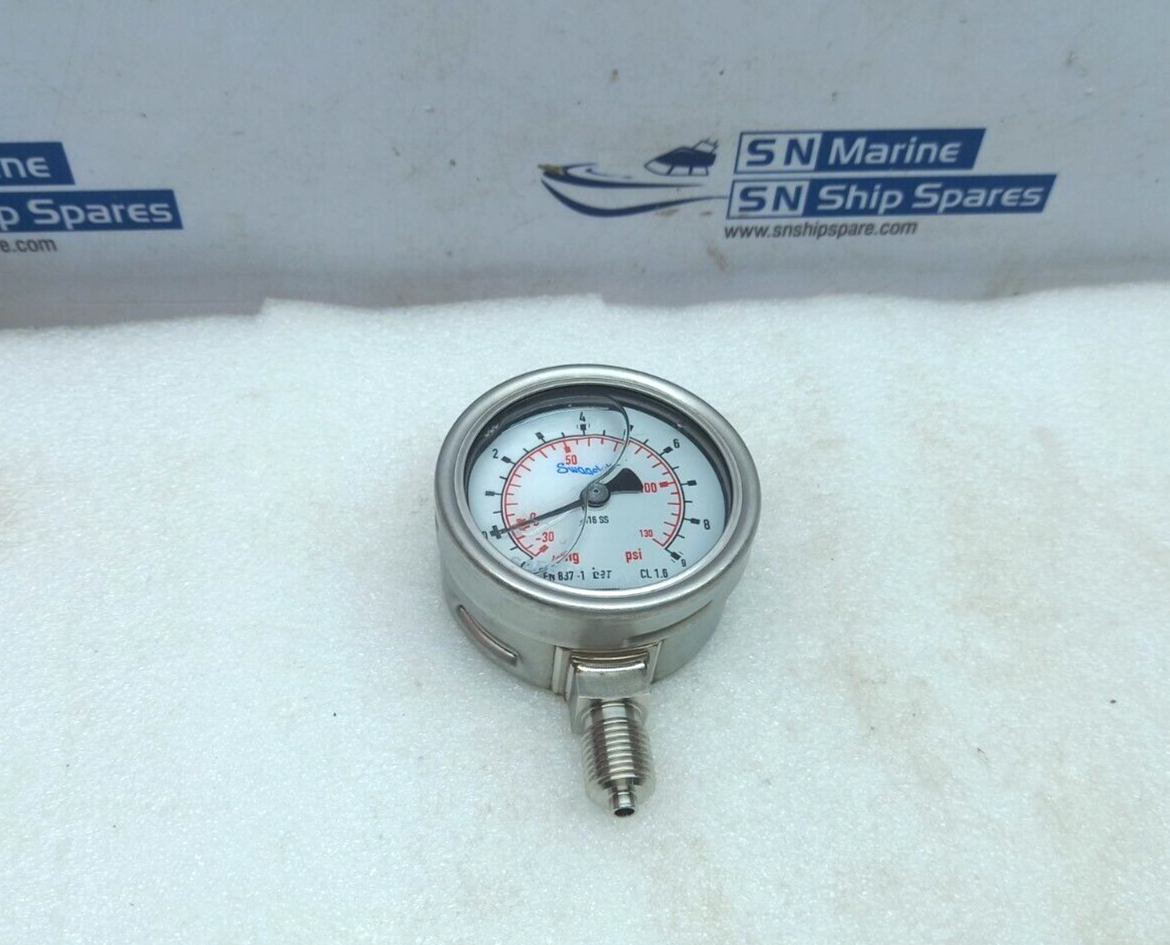 Swagelok PGI-63B-BC9-LAX1 Pressure Gauge IND 63mm, Bay Ring 0-9Bar