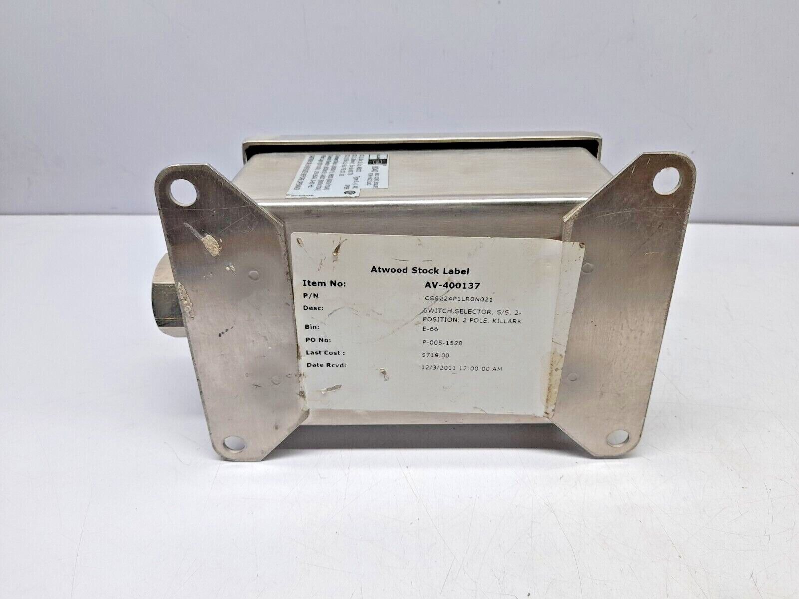 Killark Stahl 8040 8040/12 Control Device On Off Selector Switch Box With Pilot 