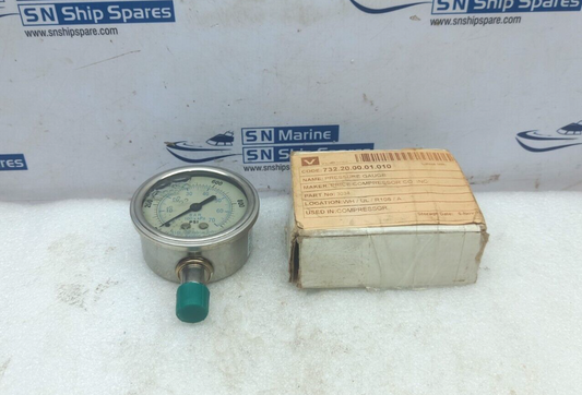 310LFW-254M Liquid Filled Pressure Gauge 0-1000Psi/Kpa/Bar 301LFW