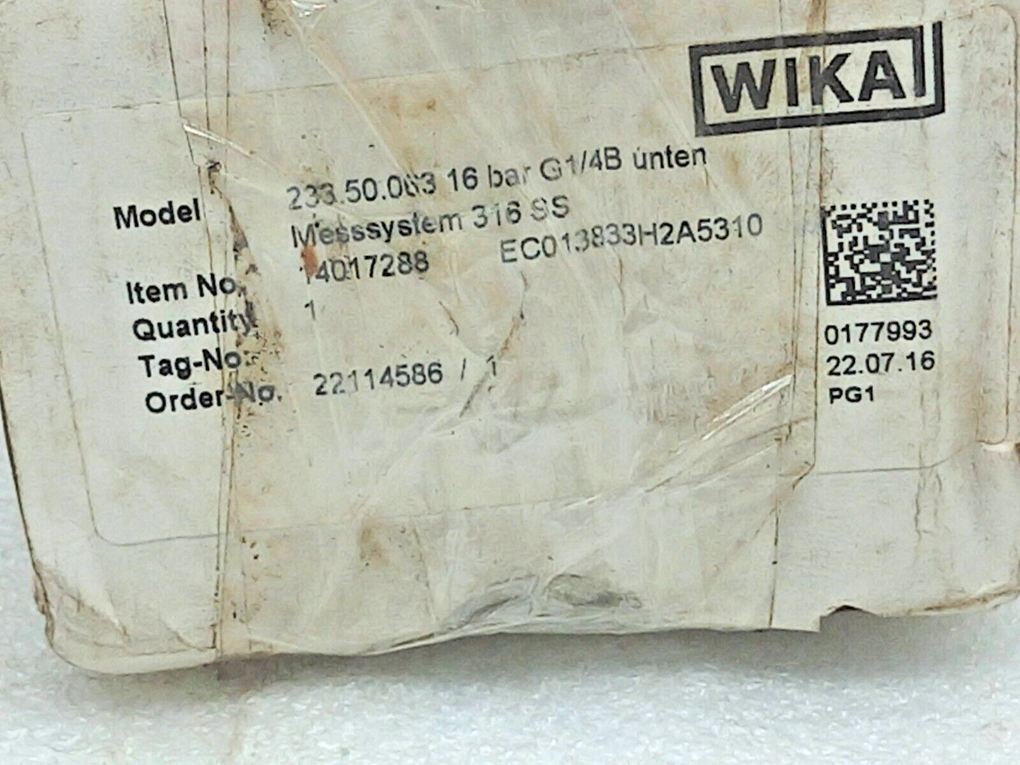 Wika 233.50.063 Compound Pressure Gauge 0-16Bar EC013833H2A5310