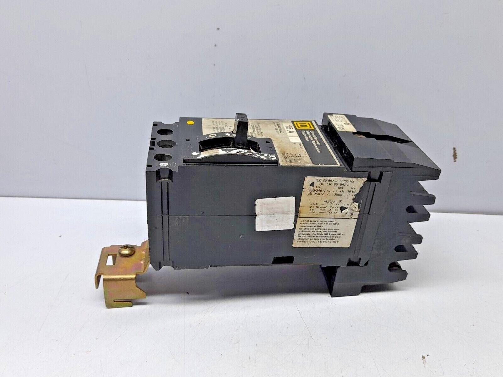 Square D FA24015 AC Circuit Breaker 15A 480VAC 250VDC