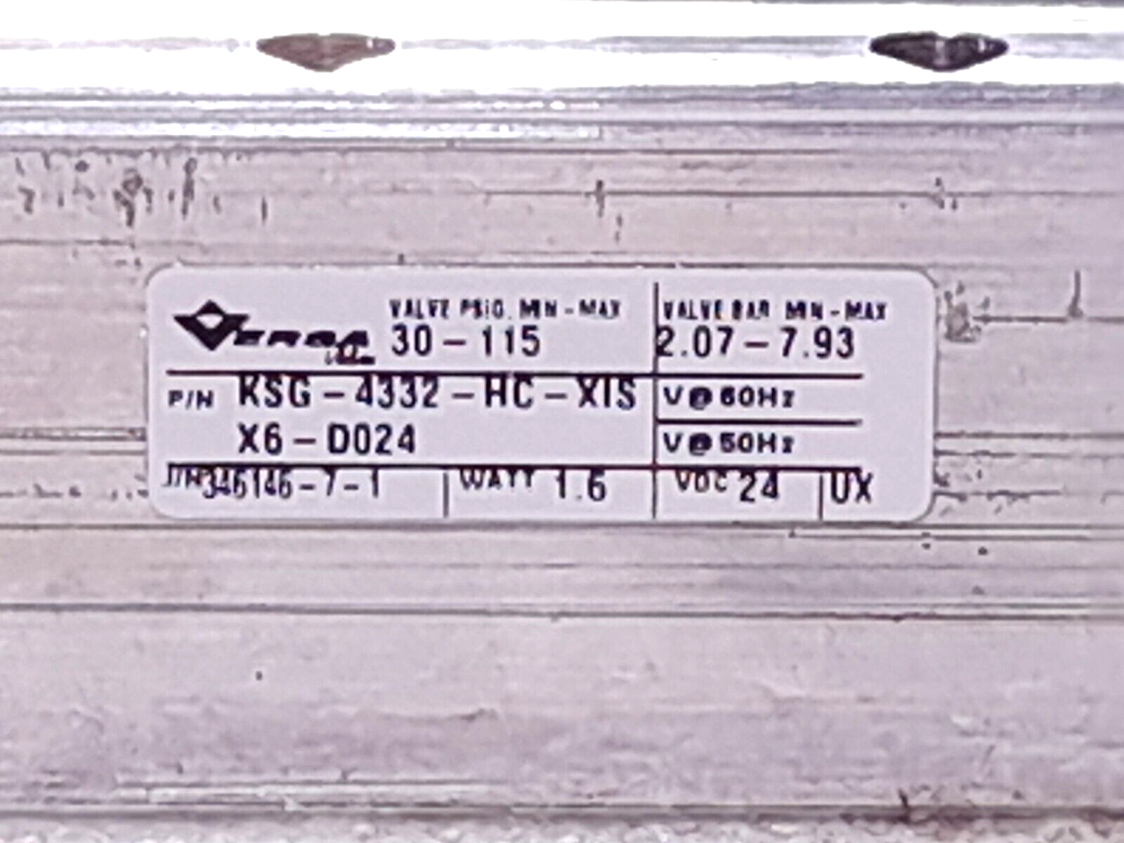 Versa KSG-4332-HC-XISX6-D024 Valve EN-3198-22-XISX6-D024 24VDC 1.6W NOV 7500617