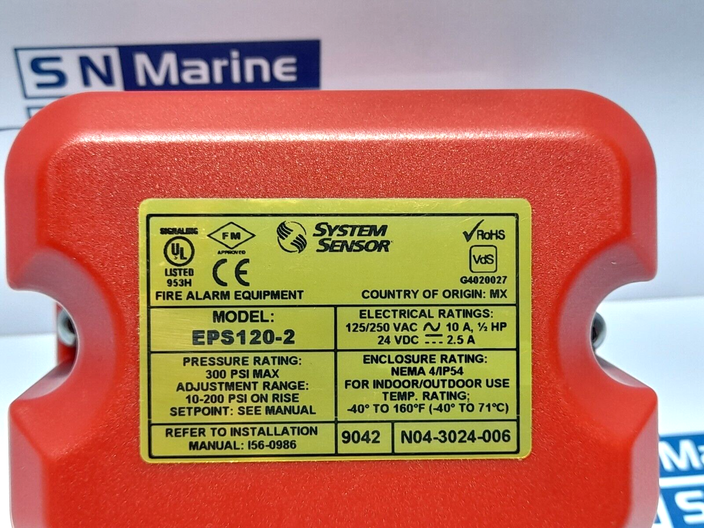 System Sensor EPS120-02 EPS Pressure Switch 125/250VAC 10A ½ HP 24VDC 2.5A L00-2