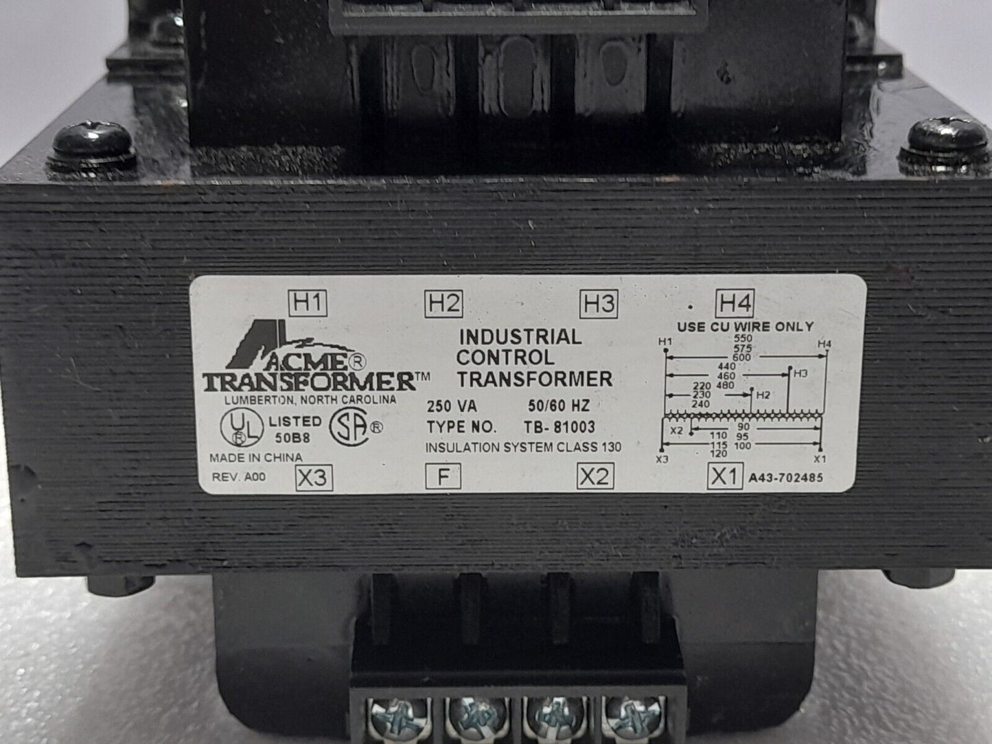 ACME TB-81003 Industrial Control Transformer 250VA 50/60Hz TB81003 NOV 115488