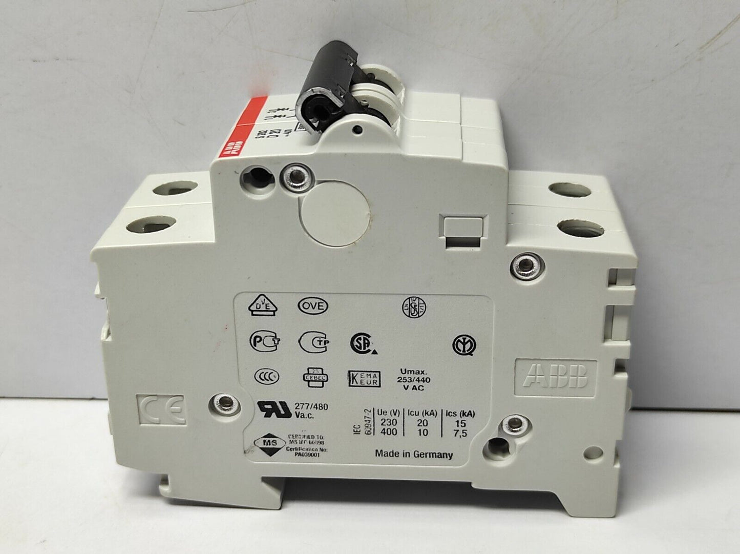 ABB GB10963 Circuit Breaker S202 D 20 2CD S252 001 R0201 2-Pole 