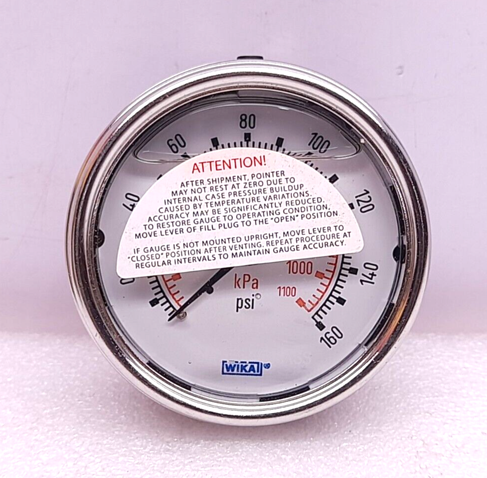 Wika 0-1100kPa 0-160psi Pressure Gauge NL Shaffer 217021 Center Back Connection