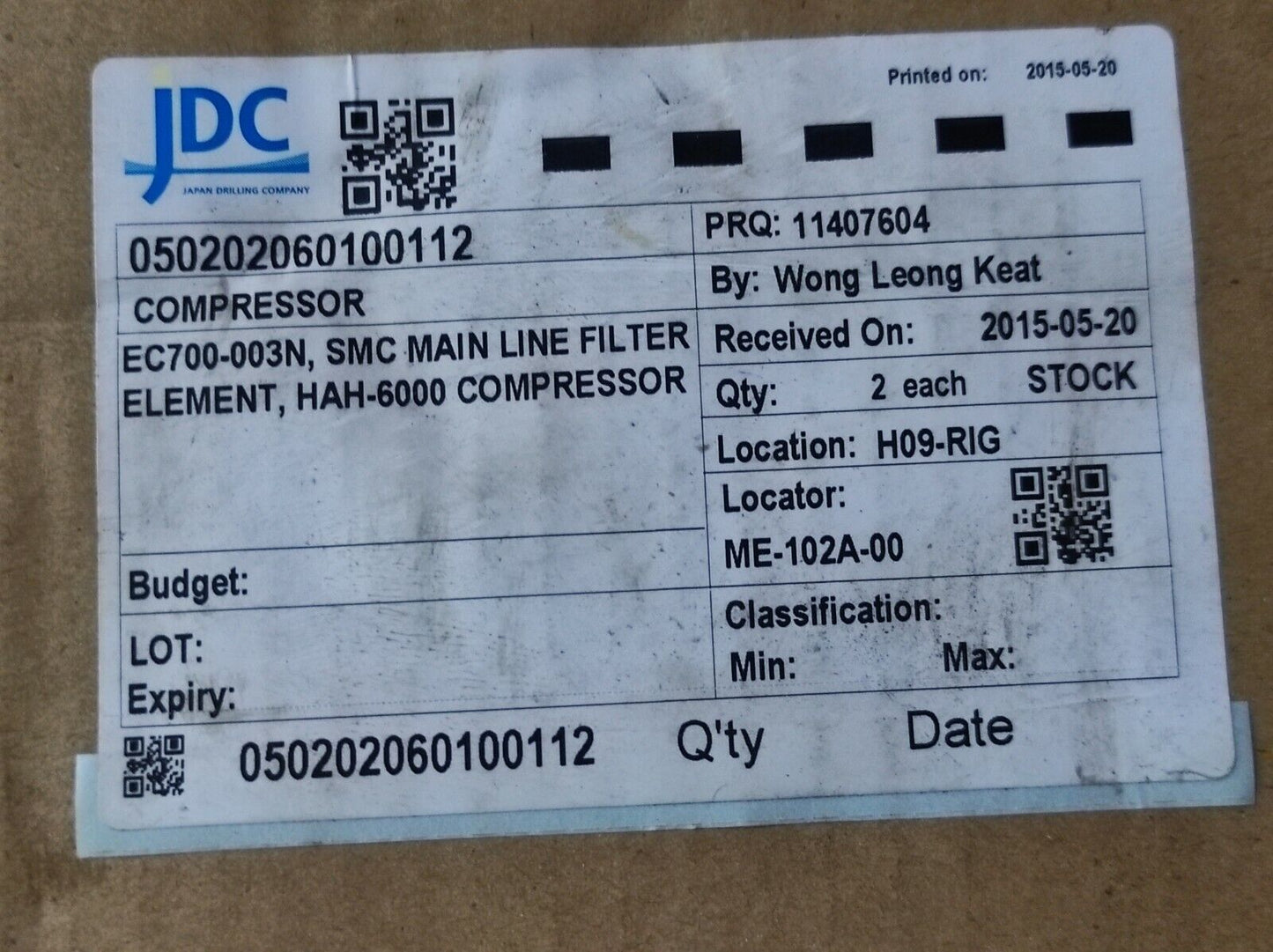 SMC EC700-003N Main Line Filter Element EC700003N 