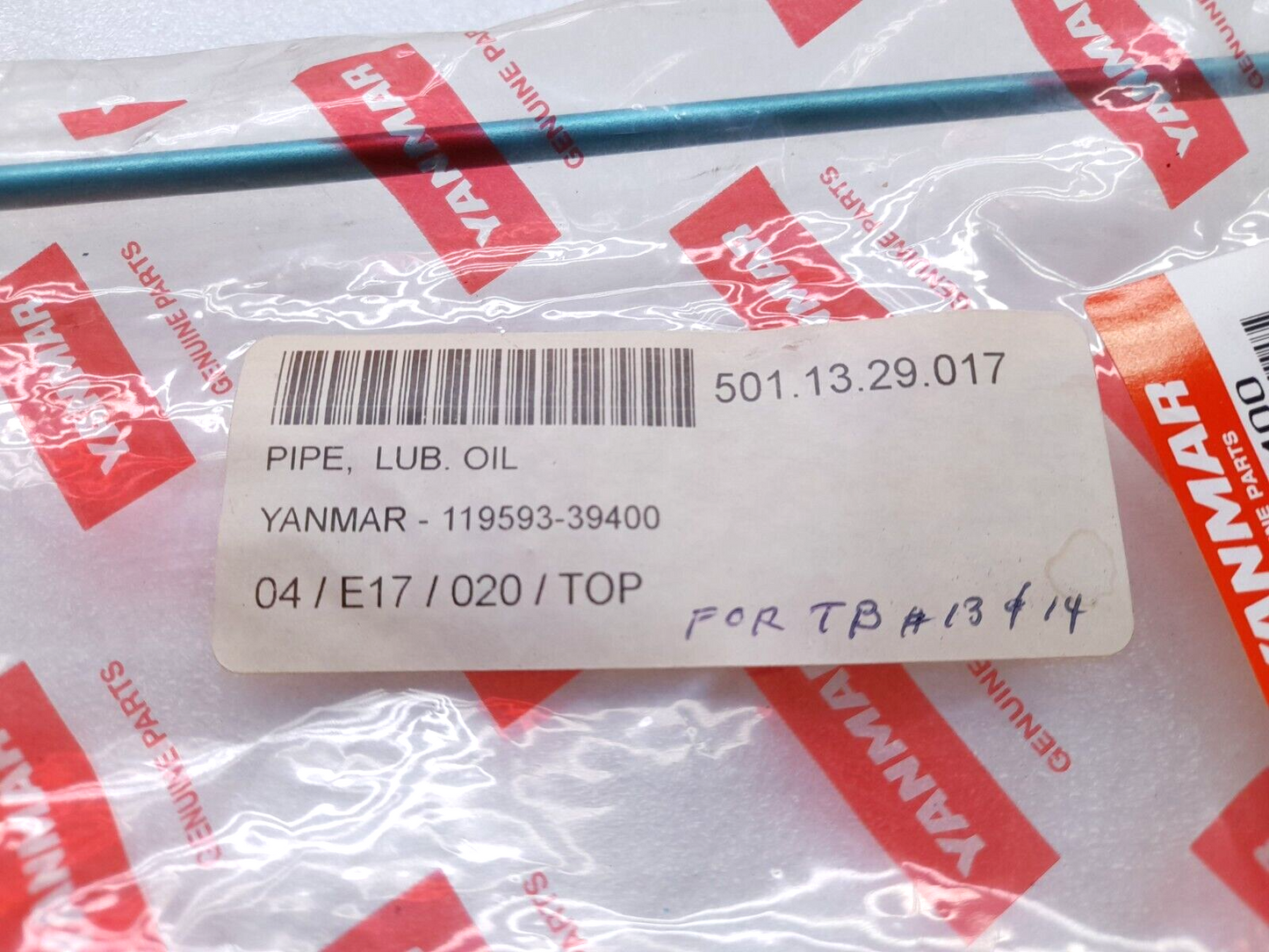 Yanmar 119593-39400 Lub Oil Pipe 11959339400