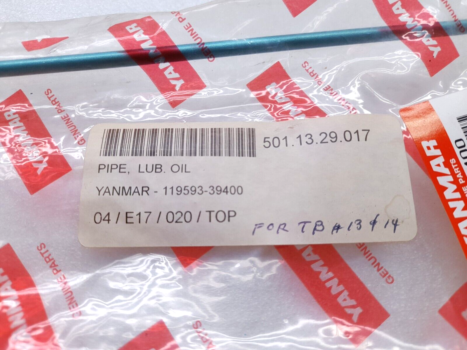Yanmar 119593-39400 Lub Oil Pipe 11959339400