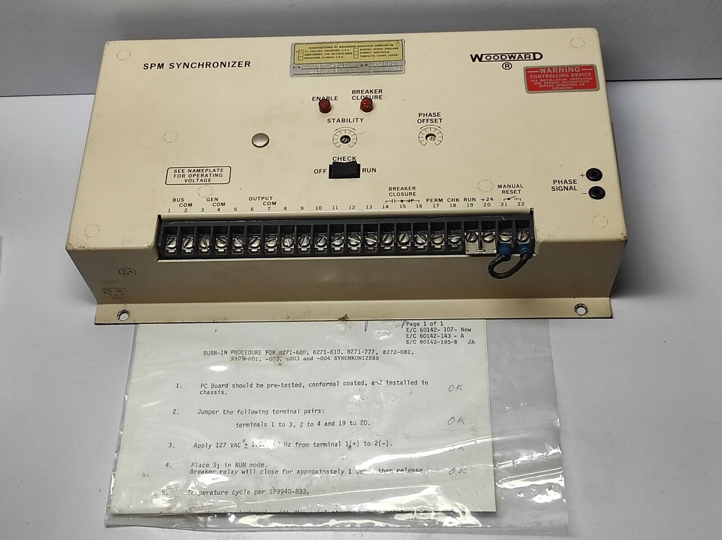 Woodward A8271-610 SPM Synchronizer 115VAC A8271610