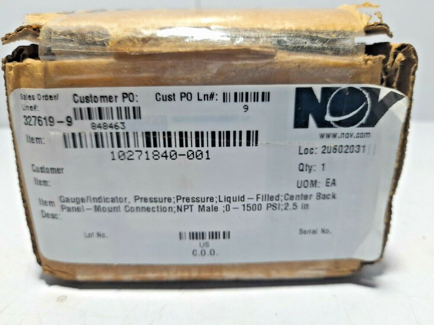 Wika NOV 10271840-001 Pressure Gauge 0-1500PSI 0-10000kPa
