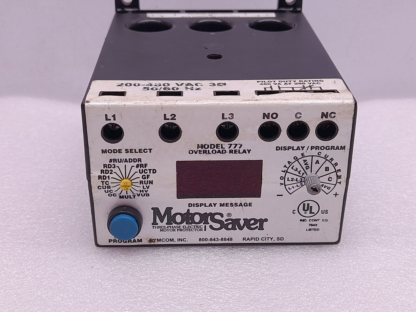 Symcom 777 Overload Relay Three Phase Electric Motor Protector 200-480V 50/60Hz
