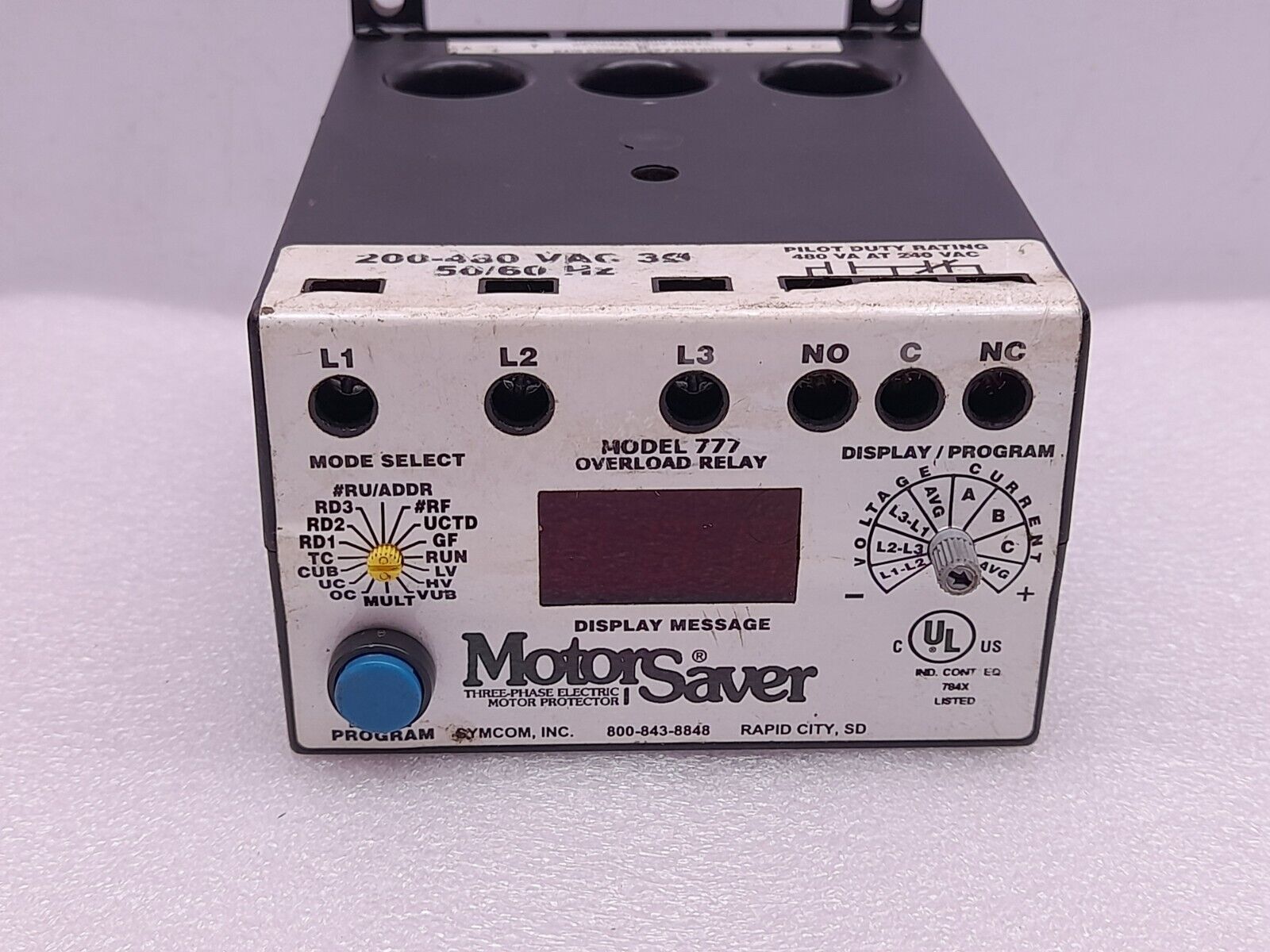 Symcom 777 Overload Relay Three Phase Electric Motor Protector 200-480V 50/60Hz