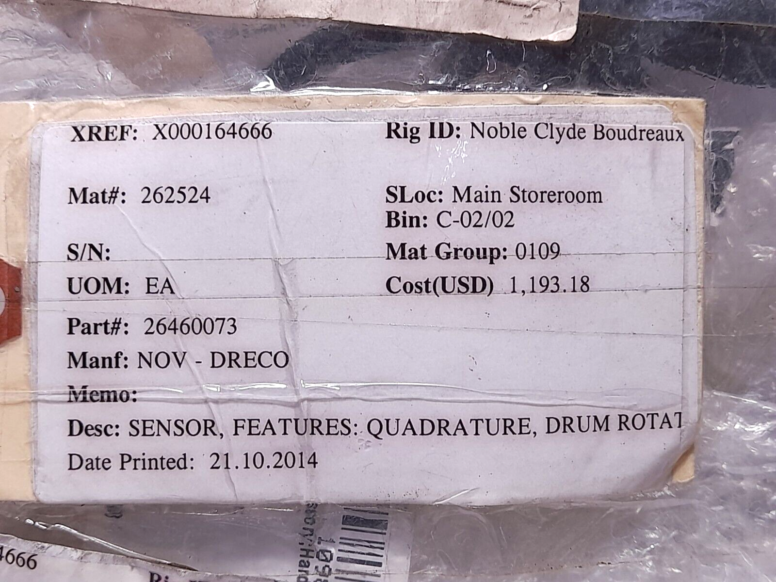 3PS Inc A0603204 NOV 10976004-001 NOV Dreco 26460073 Features Sensor Quadrature