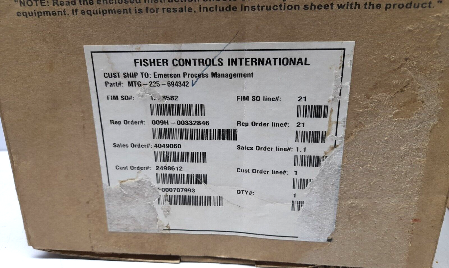 Fisher Controls International MTG-225-694342 Positioner Mounting Kit GG03859X032