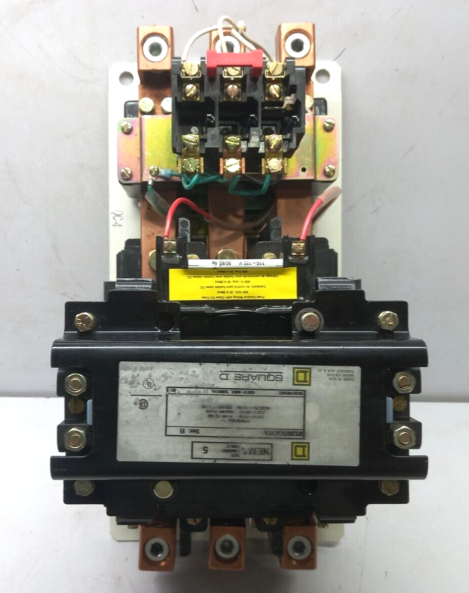 Square D 8536SGO1V02S Ser B AC Magnetic NEMA Size 5 Starter 110-120V 50/60Hz