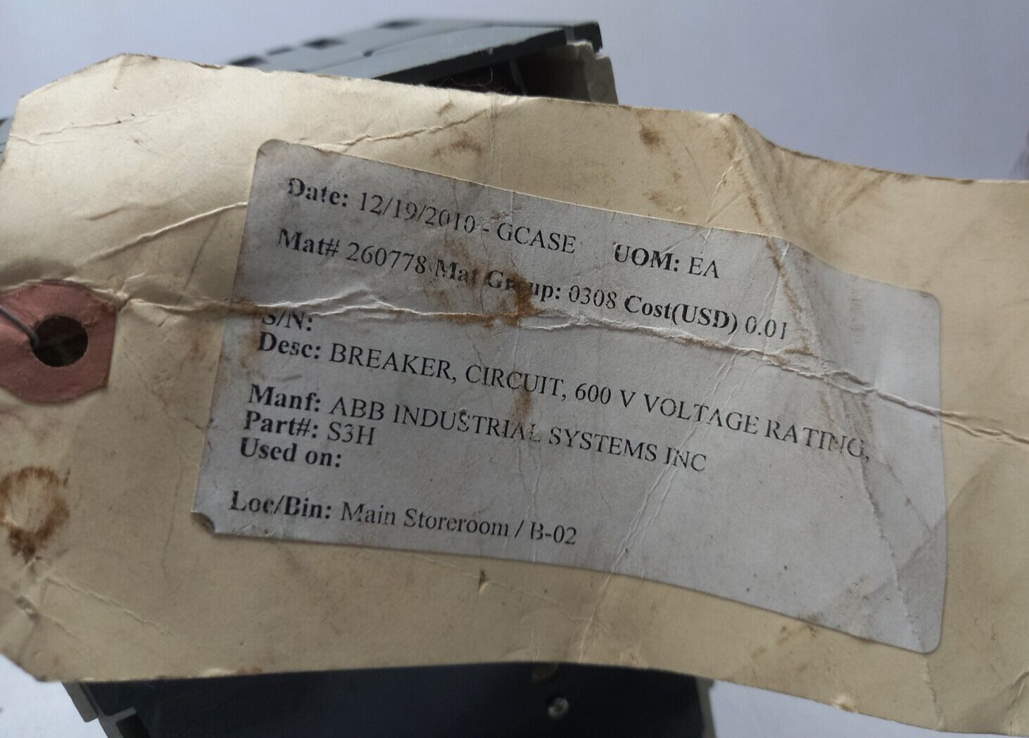 ABB S3H Circuit Breaker 40A 3P 600VAC 600VDC