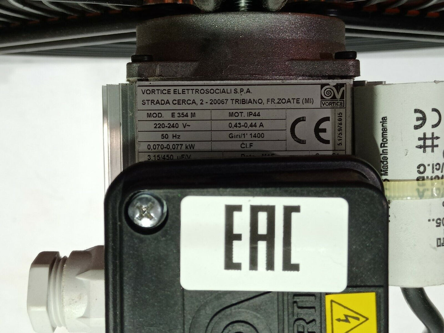 Vortice E354M Ventilator Fan 220-240V~ 50Hz 0.070-0.077 kW