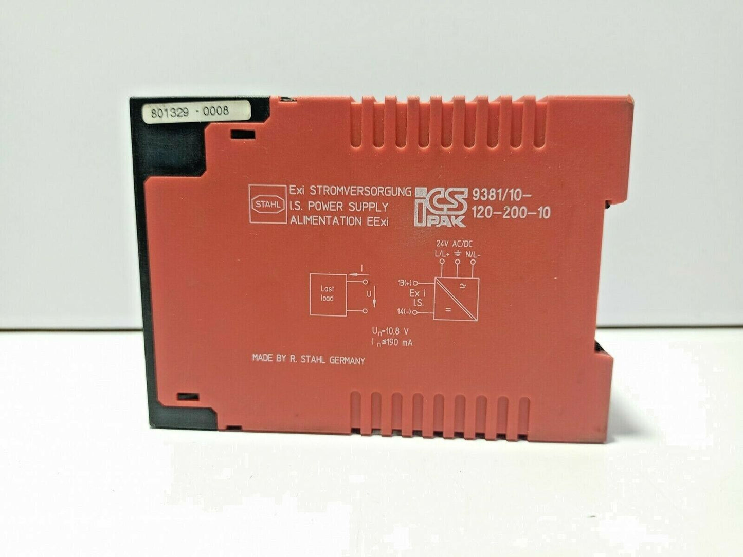 Stahl 9381/10-120-200-10 I.S. Power Supply 93811012020010 Un=10.8V In≤190mA