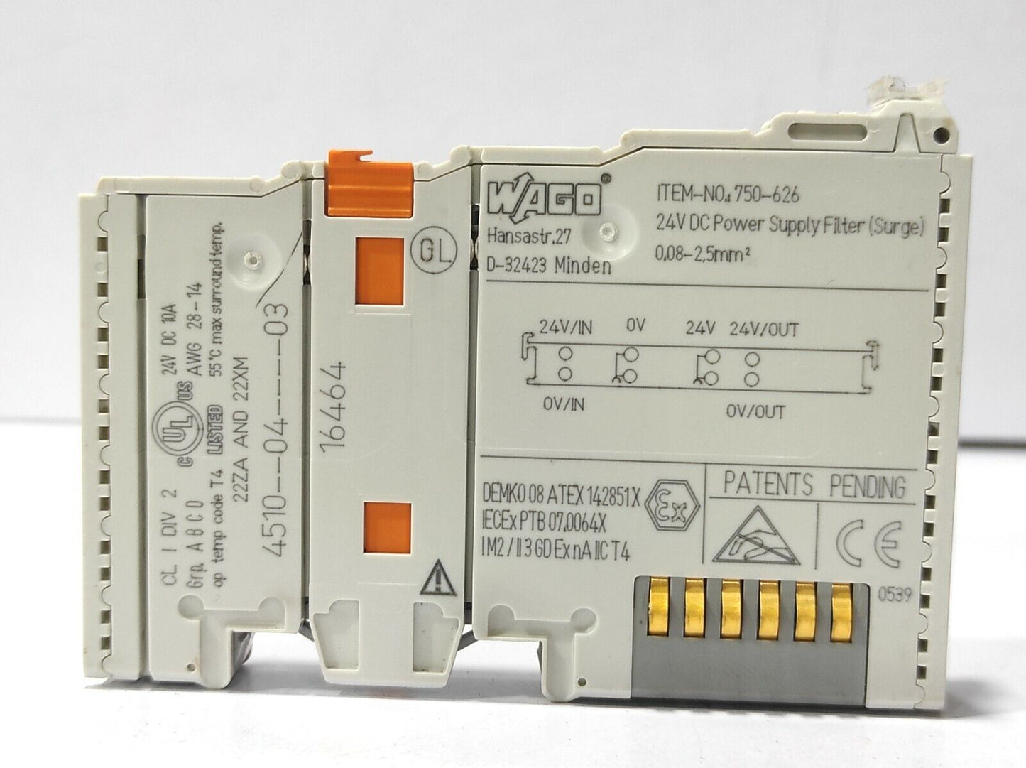 Wago 750-626 Supply Filter Module 750626 24V DC Power Supply Filter (Surge)