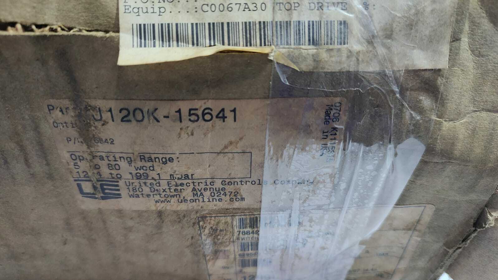 United Electric UE J120K-15641 76842 Pressure Switch 12.4 To 189.1 MBAR