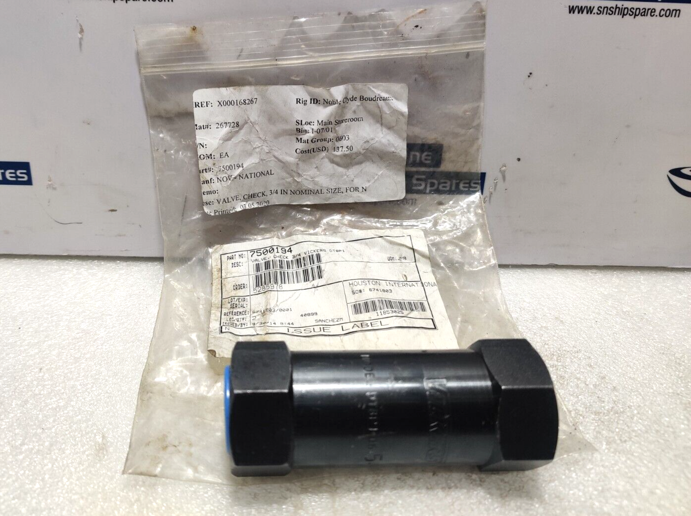 Vickers DT8P1-06-5-11 Hydraulic Check Valve ¾ IN NOV 7500194