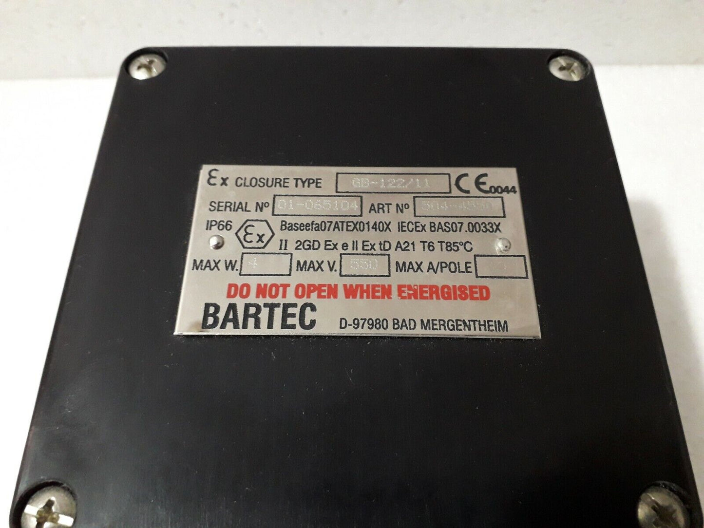 Bartec GB-122/11 Junction Box Terminal Art No-504-4550