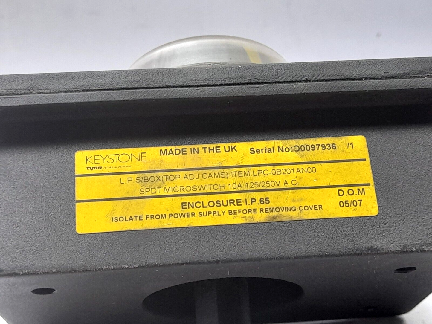 Tyco Keystone LPC-0B201AN00 LP S/Box Top Adj Cams Westlock Controls LP-0B201BN00