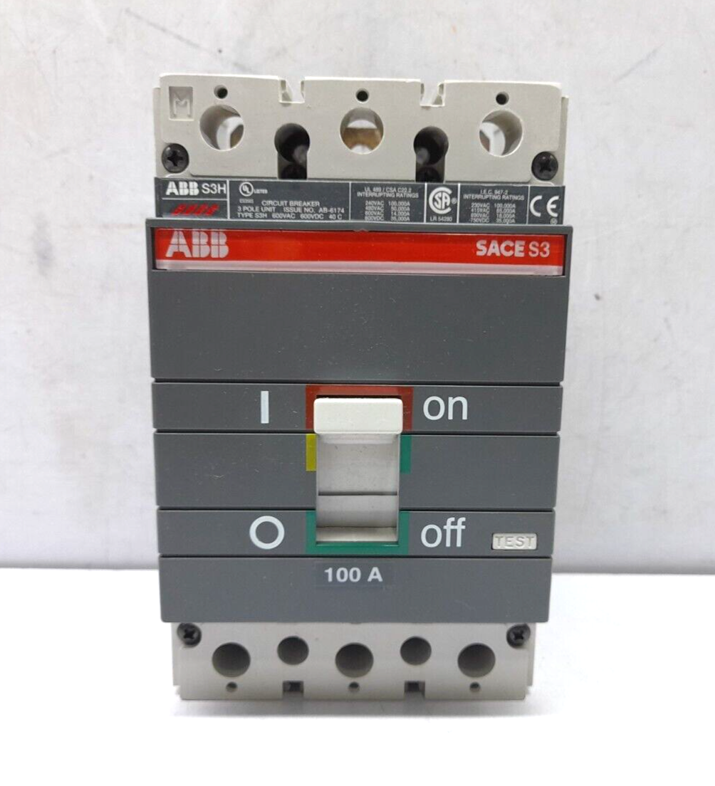 ABB SACE S3 S3H100TW Circuit Breaker S3H 100A BKR S3H 100A 3P