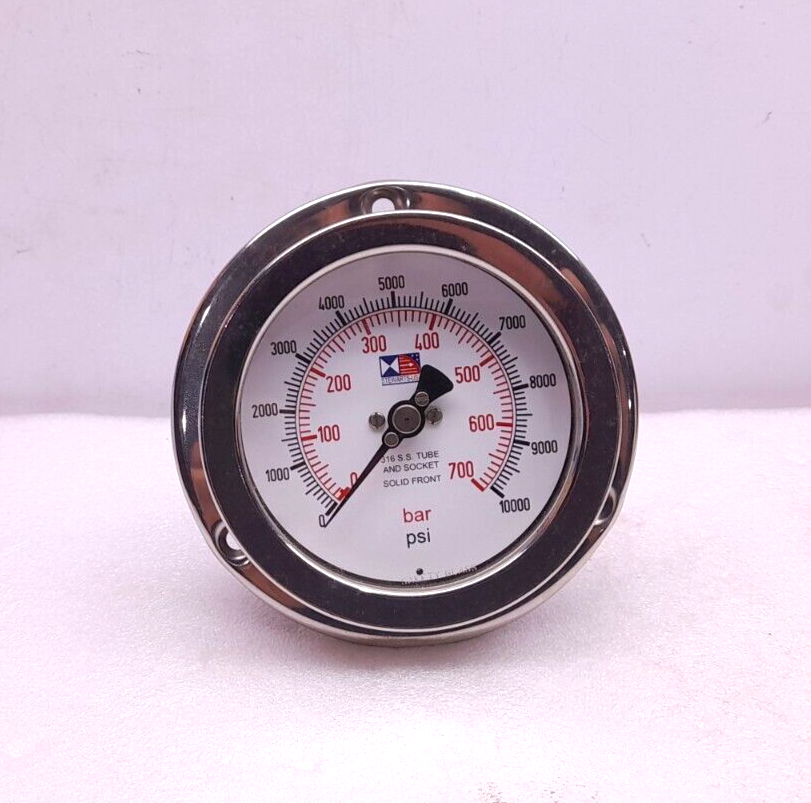 Stewart 0-700 Bar 0-10000 PSI Buxton P11533-100 Outlet Pressure Gauge