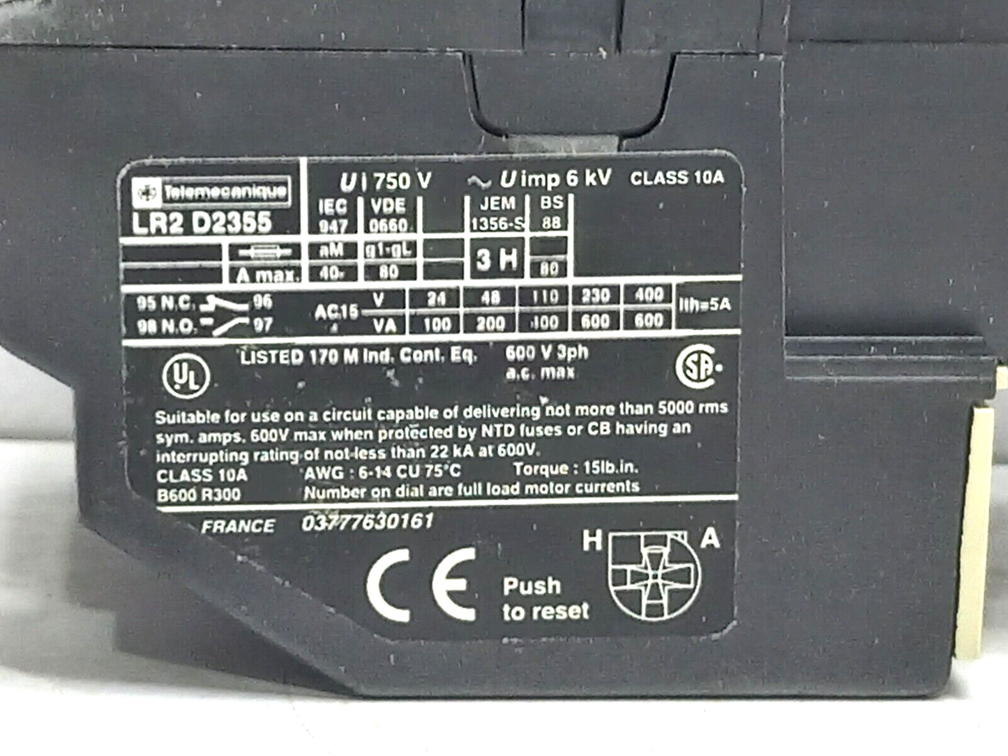 Telemecanique LR2D2355 Thermal Overload 30-40A LR2 D2355