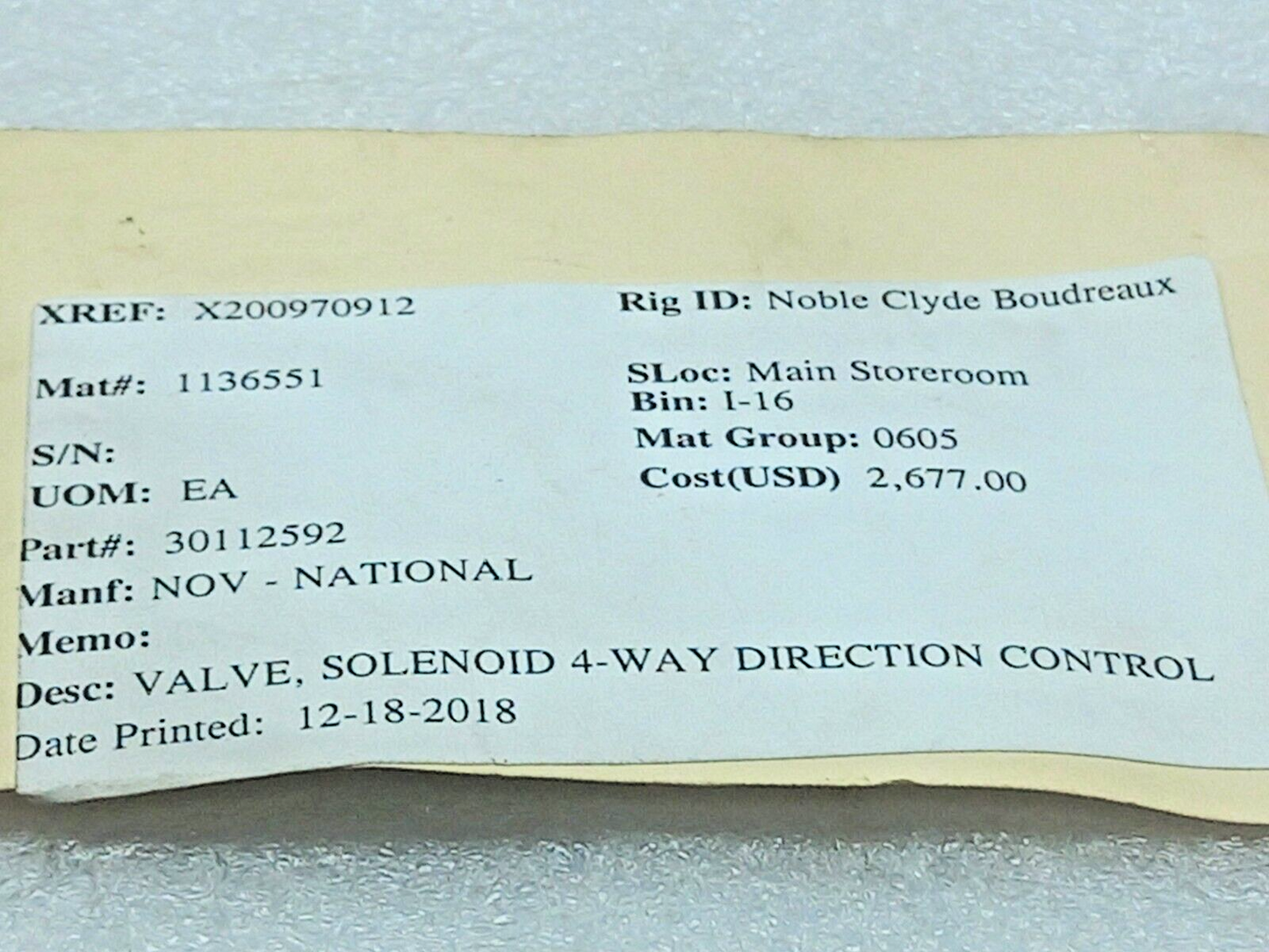 Versa VAG-4522-173C-MS1-XDAS-0024 Pneumatic Directional Valve NOV 30112592