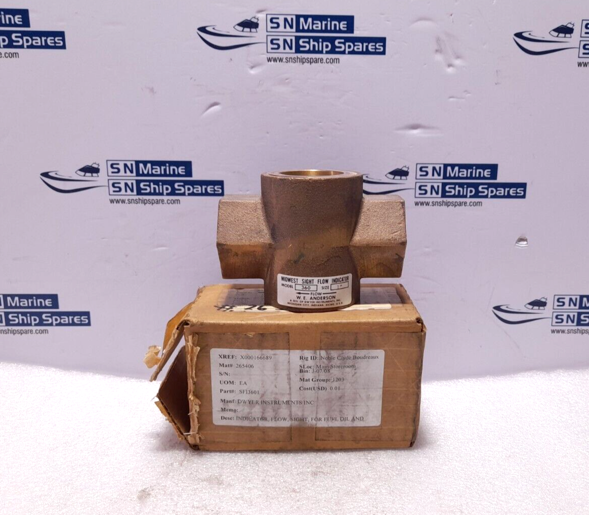 W E Anderson 360 Midwest Sight Flow Indicator Size 1” SFI-360-1 Dwyer SFI3601