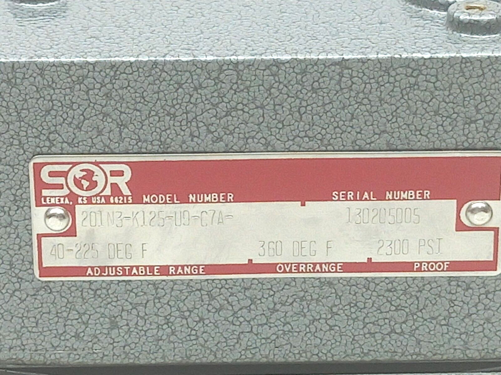 STATIC-O-RING SOR 201N3-K125-U9-C7A Temperature Switch 40-225° F