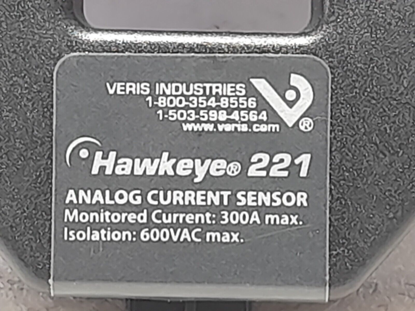 Veris Hawkeye 221 Analog Current Sensor H221 Monitored 300A Isolation 600VAC
