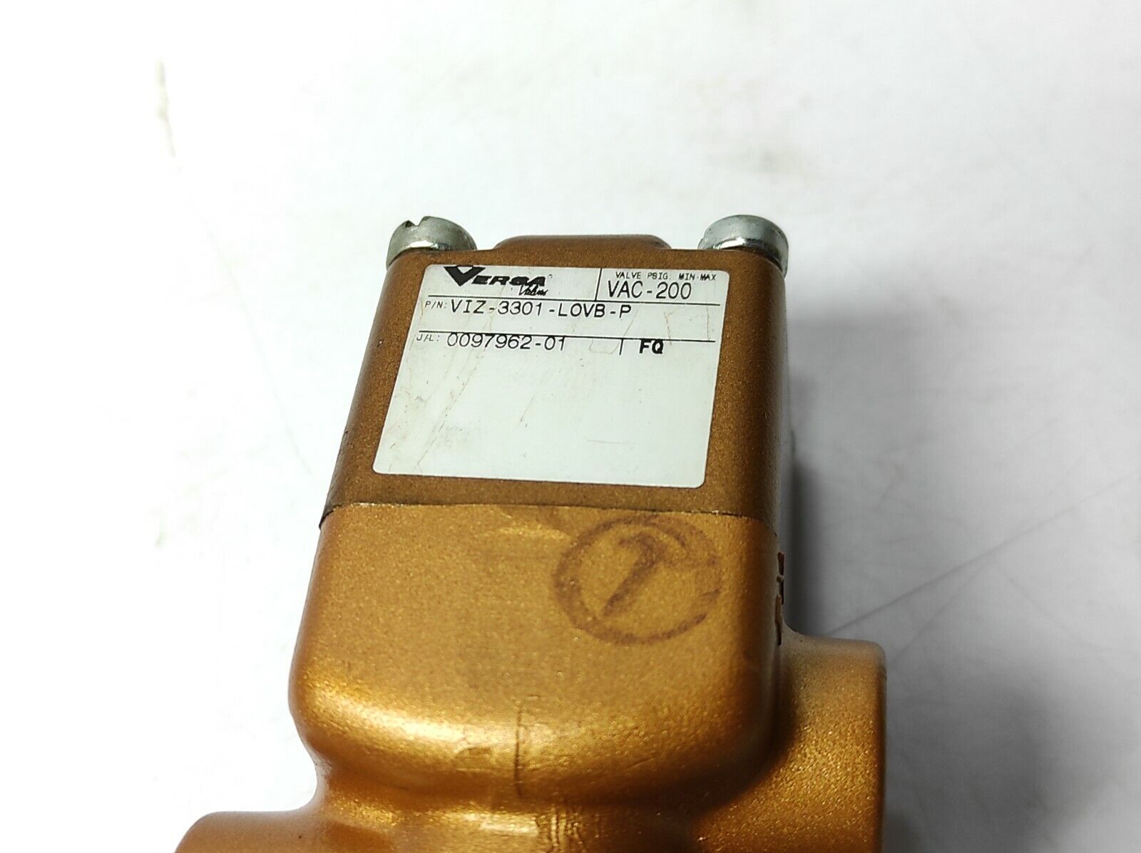 Versa VIZ-3301-LOVB-P 3-Way Lockout Valve PSIG Min-Max VAC-200 / VIZ3301LOVBP