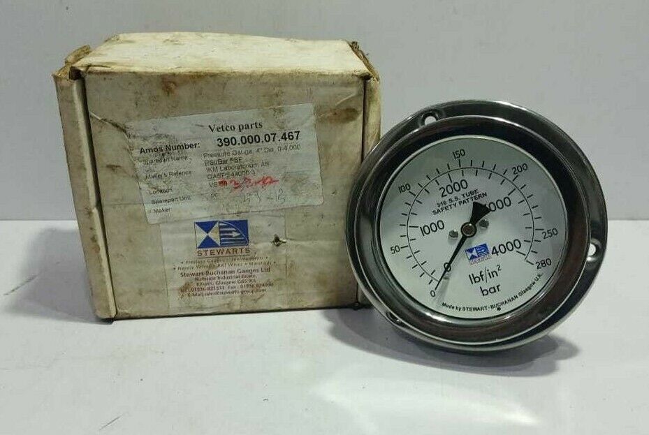 Stewart Buchanan 0-280 Bar Pressure Gauge