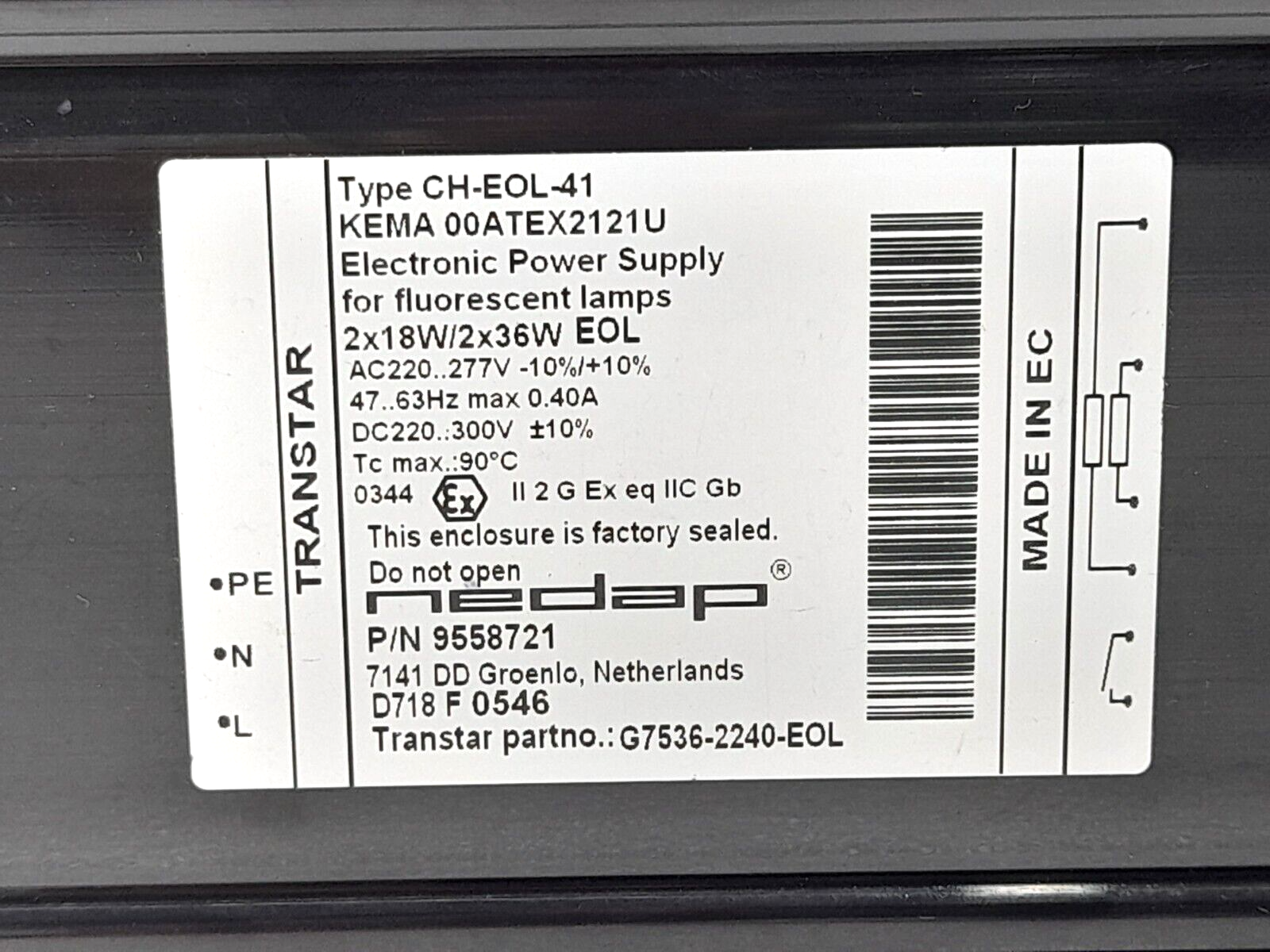Transtar CH-EOL-41 Electronic Power Supply G7536-2240-EOL Nedap 9558721