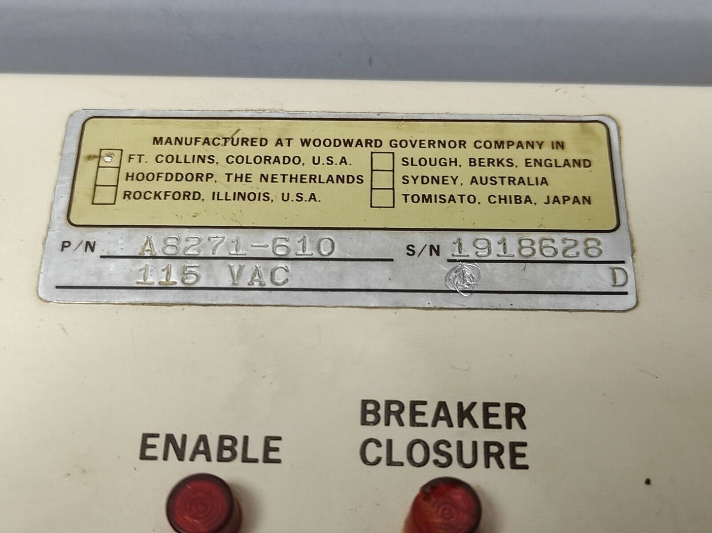 Woodward A8271-610 SPM Synchronizer 115VAC A8271610