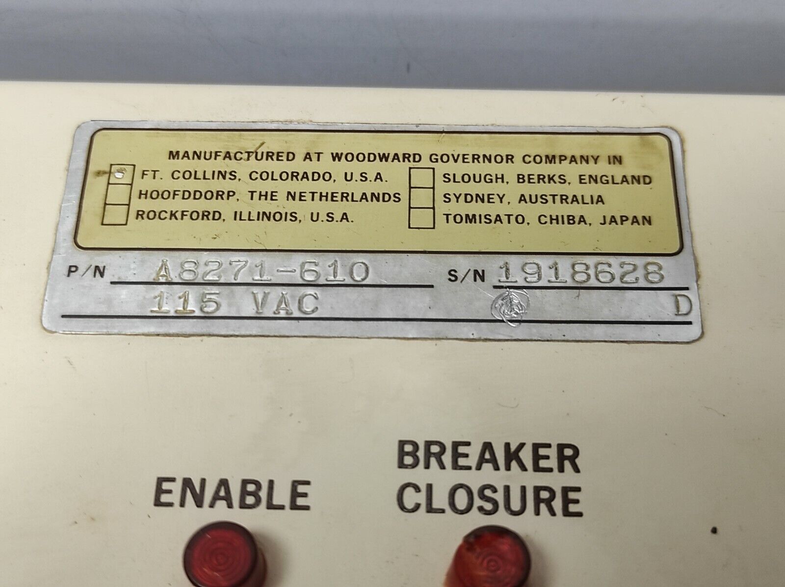 Woodward A8271-610 SPM Synchronizer 115VAC A8271610