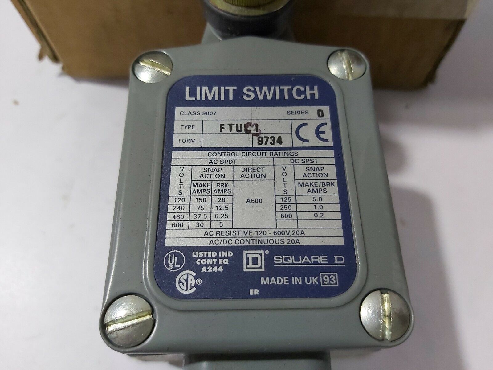 SQUARE D 9007FTUC3 LIMIT SWITCH SER-D