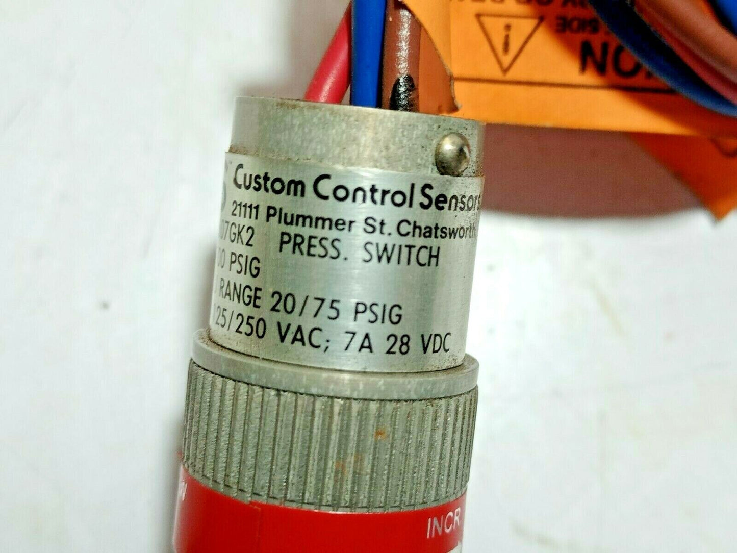 CSS Custom Control System 607GK2 Pressure Switch Proof 500 PSIG 