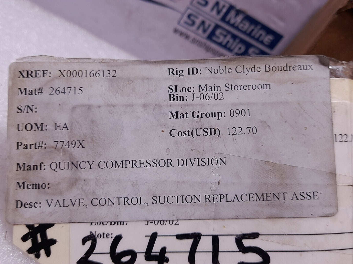 Quincy 7749X AY Intake Valve Suction Replacement Assembly Control Valve