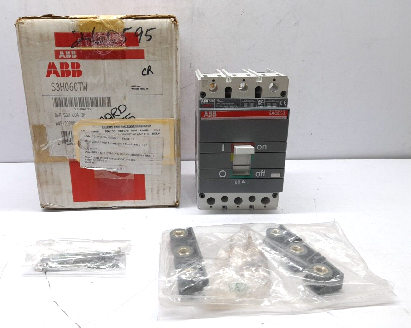ABB SACE S3 S3H060TW Circuit Breaker S3H 60A BKR S3H 60A 3P