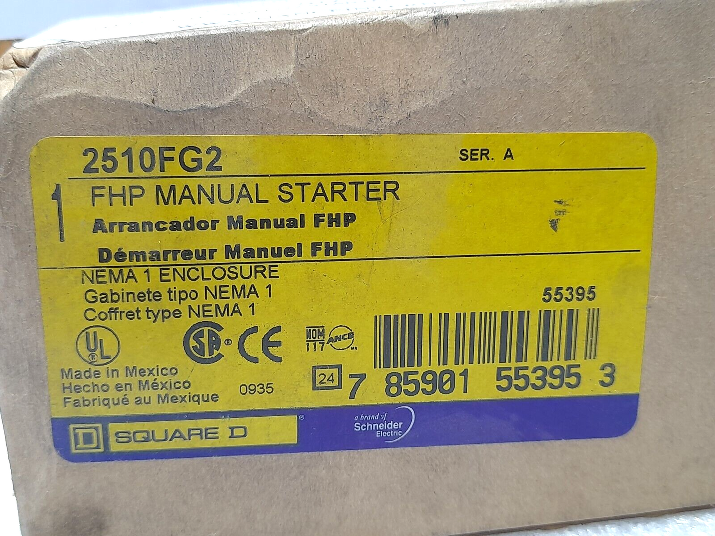 Square D 2510FG2 Ser A FHP Manual Starter NEMA 1 Enclosure