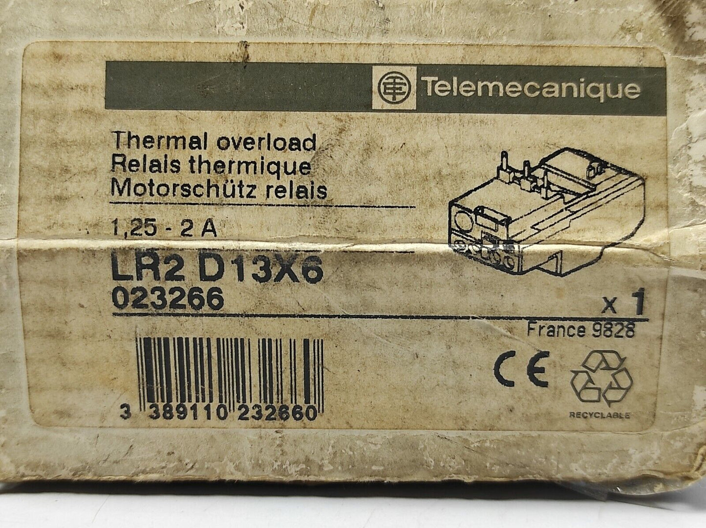 Telemecanique LR2 D13X6 Thermal Overload Relay 1.25-2A
