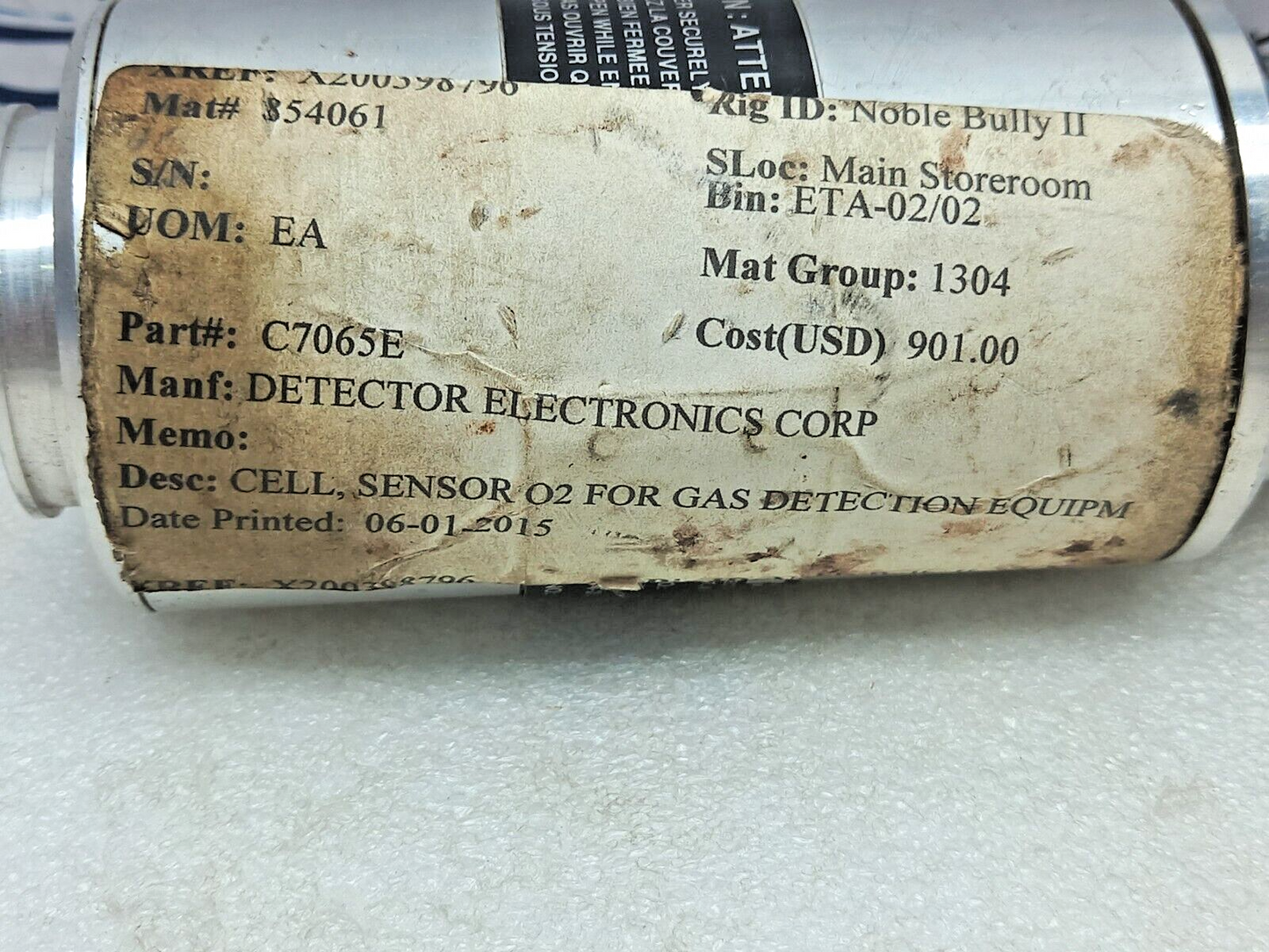 DET-TRONICS C7065E5031 O2 Sensor Cell For gas Detection Equipment Detector C7065