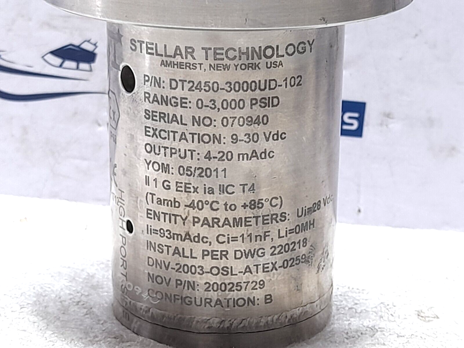 Stellar Technology DT2450-3000UD-102 Pressure Transmitter 0-3000 PSID NOV 200257